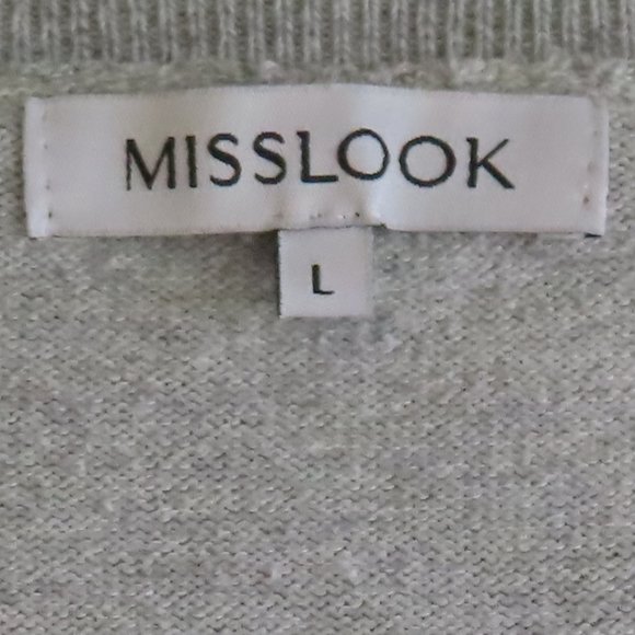 Light Grey Lightweight Sweater with Scalloped Detailing - MISSLOOK (L) ❧ - Picture 8 of 8
